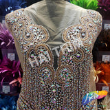 Crystal AB/Nude Mesh Beaded Rhinestone Dress Bodice Applique, BRD-02 AB