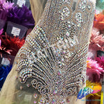 Crystal AB/Nude Mesh Beaded Rhinestone Dress Bodice Applique, BRD-02 AB