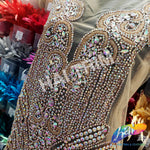 Crystal AB/Nude Mesh Beaded Rhinestone Dress Bodice Applique, BRD-02 AB