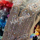 Crystal AB/Nude Mesh Beaded Rhinestone Dress Bodice Applique, BRD-02 AB