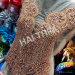 Color Beaded Rhinestone Dress Bodice Applique, BRD-02