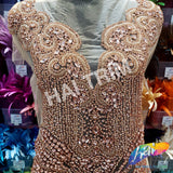 Color Beaded Rhinestone Dress Bodice Applique, BRD-02