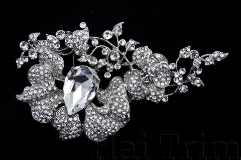 Crystal Flower Rhinestone Brooch, BRS-001