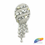 SALE! Oval Rhinestone Brooch with Fringe, BRS01-031