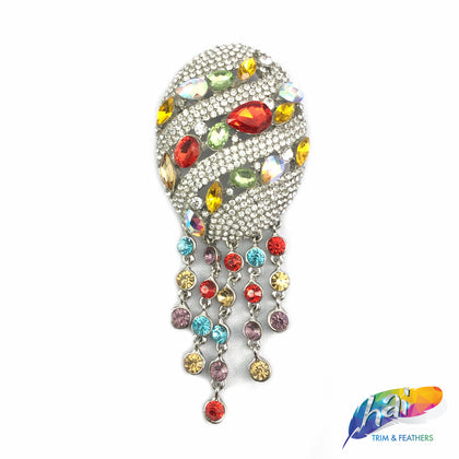SALE! Oval Rhinestone Brooch with Fringe, BRS01-031