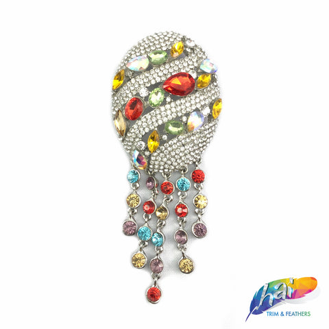 SALE! Oval Rhinestone Brooch with Fringe, BRS01-031