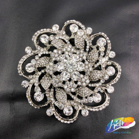 Crystal Flower Rhinestone Brooch, BRS01-050