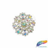 Crystal AB Flower Rhinestone Brooch, BRS01-054