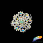 Crystal AB Flower Rhinestone Brooch, BRS01-054
