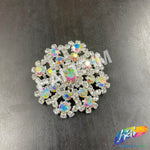Crystal AB Flower Rhinestone Brooch, BRS01-054