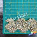 2 1/4” Flower Beaded Rhinestone Trim (sold by yard piece), BRT-031