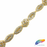 1” Navette Flower Beaded Rhinestone Trim (sold by yard piece), BRT-006