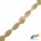 1” Navette Flower Beaded Rhinestone Trim (sold by yard piece), BRT-006