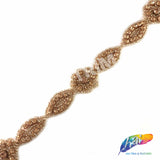 1” Navette Flower Beaded Rhinestone Trim (sold by yard piece), BRT-006