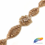 1” Navette Flower Beaded Rhinestone Trim (sold by yard piece), BRT-006