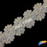 2 1/4” Flower Beaded Rhinestone Trim (sold by yard piece), BRT-031