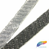 SALE! 1" Black Diamond Diagonal Stripe Beaded Rhinestone Trim (sold by yard piece), BRT-054