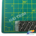 SALE! 1" Black Diamond Diagonal Stripe Beaded Rhinestone Trim (sold by yard piece), BRT-054