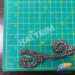 SALE! 2 1/2" Black Diamond Swirl Beaded Rhinestone Trim (sold by yard piece), BRT-057
