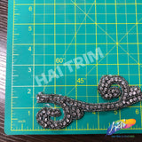SALE! 2 1/2" Black Diamond Swirl Beaded Rhinestone Trim (sold by yard piece), BRT-057