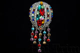 SALE! Oval Rhinestone Brooch with Fringe, BRS01-030