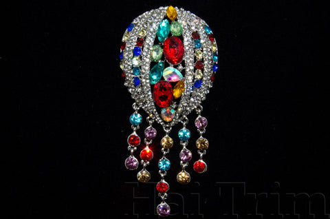 SALE! Oval Rhinestone Brooch with Fringe, BRS01-030