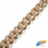 Metallic Plastic Curb Chain with Crystal Rhinestones, CH-131