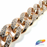 Metallic Plastic Curb Chain with Crystal Rhinestones, CH-131