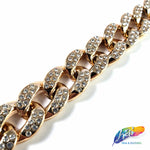 Metallic Plastic Curb Chain with Crystal Rhinestones, CH-131