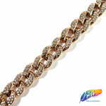 Metallic Plastic Curb Chain with Crystal Rhinestones, CH-131