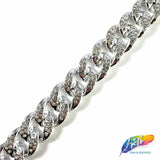 Metallic Plastic Curb Chain with Crystal Rhinestones, CH-131