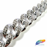 Metallic Plastic Curb Chain with Crystal Rhinestones, CH-131