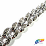 Metallic Plastic Curb Chain with Crystal Rhinestones, CH-131