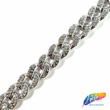 Metallic Plastic Curb Chain with Crystal Rhinestones, CH-131