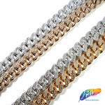 Metallic Plastic Curb Chain with Crystal Rhinestones, CH-131