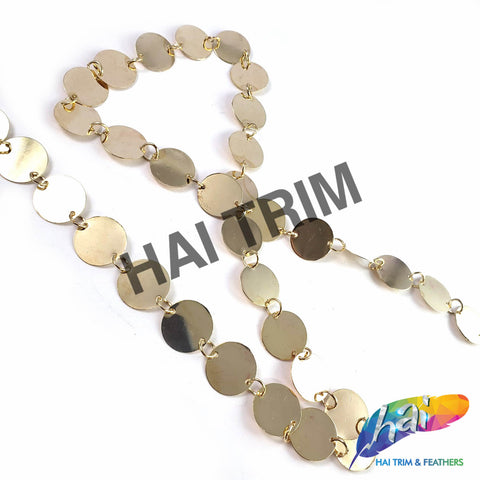 5/8" Gold Metal Sequin Chain Trim, CH-137