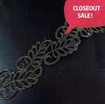 CLOSEOUT! 5 yards Gold Black Cut Out Leaf Shape Embroidered Trim , COT-229