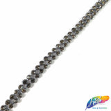 CLOSEOUT! 10 yards of 2-Row 3/8" Black Diamond Rhinestone Banding on Gel Backing (Iron On)
