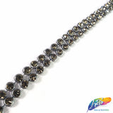 CLOSEOUT! 10 yards of 2-Row 3/8" Black Diamond Rhinestone Banding on Gel Backing (Iron On)