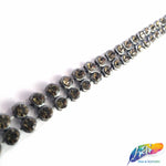 CLOSEOUT! 10 yards of 2-Row 3/8" Black Diamond Rhinestone Banding on Gel Backing (Iron On)