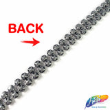 CLOSEOUT! 10 yards of 2-Row 3/8" Black Diamond Rhinestone Banding on Gel Backing (Iron On)