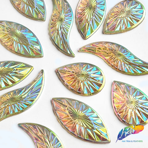 Clear AB Sunray Faceted Resin Stones, A