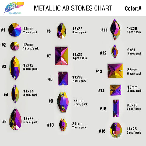 Metallic AB Resin Stones Color A