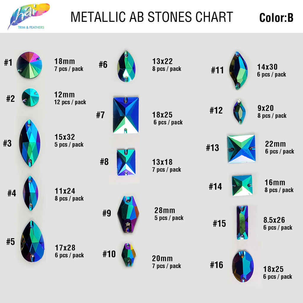 Metallic AB Resin Stones Color B – Hai Trim & Feathers