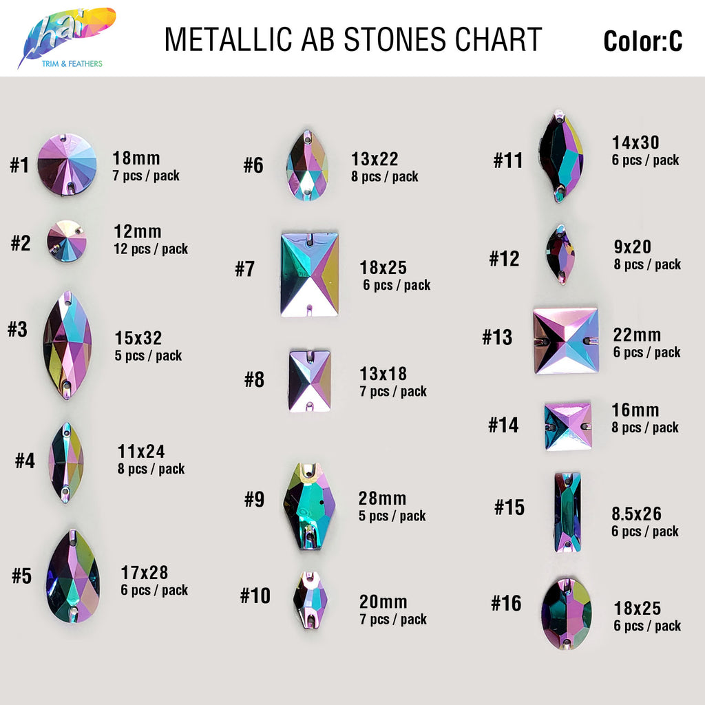Metallic AB Resin Stones Color C – Hai Trim & Feathers