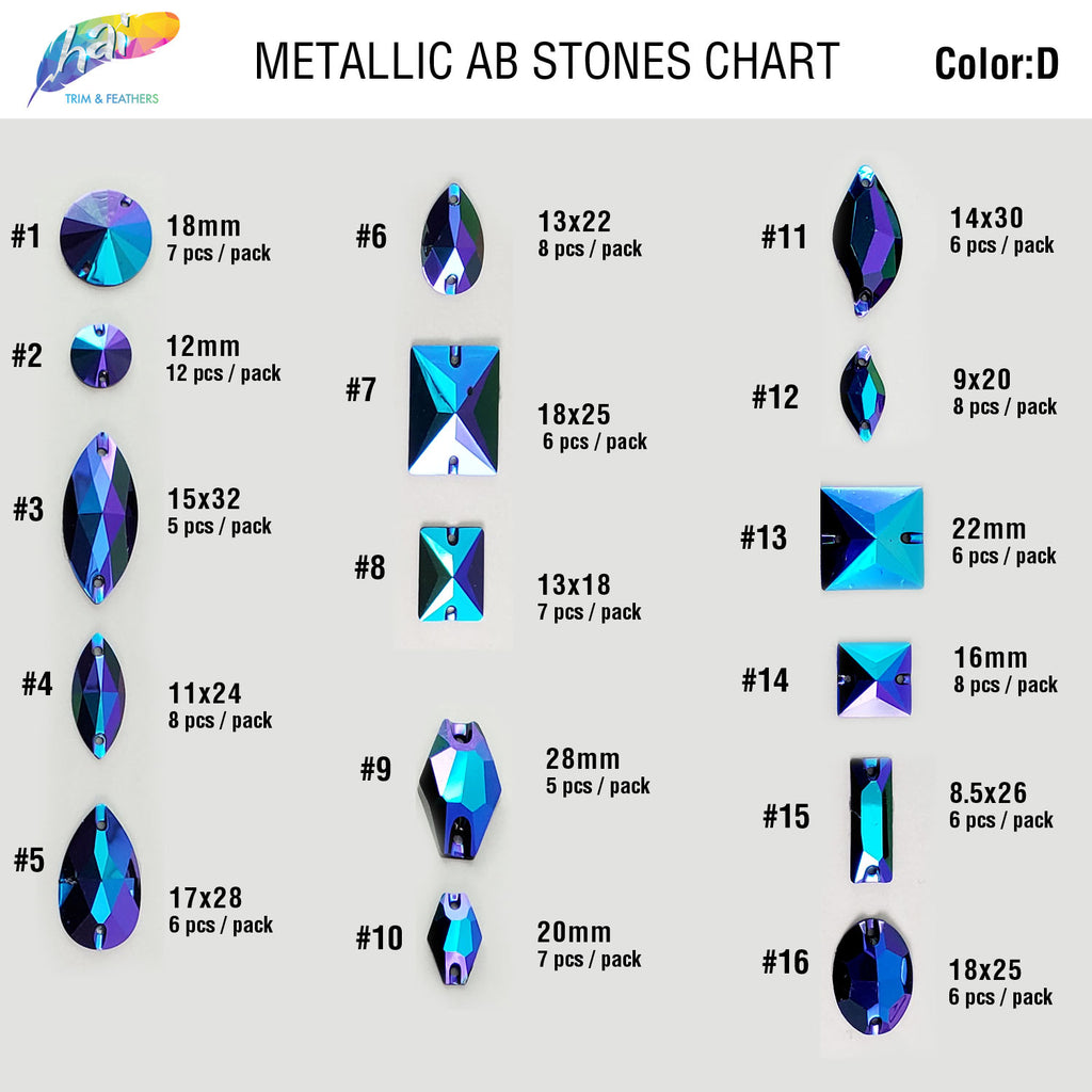Metallic AB Resin Stones Color D – Hai Trim & Feathers