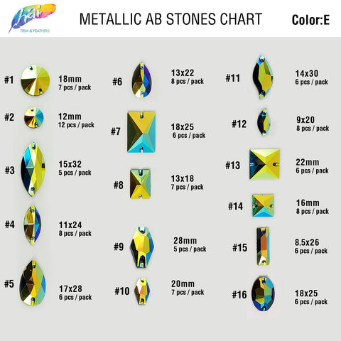 Metallic AB Resin Stones Color E