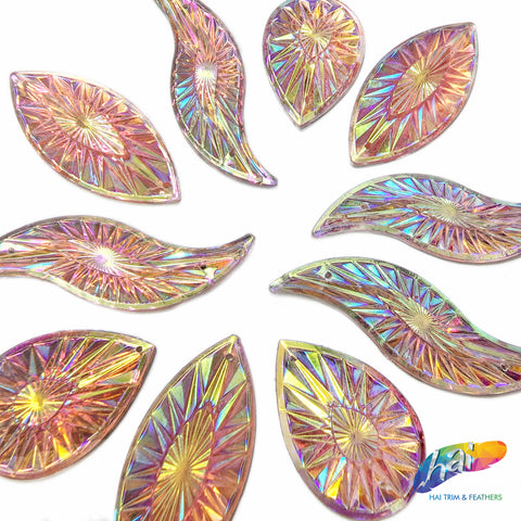 Light Pink AB Sunray Faceted Resin Stones, D