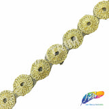 3/4" Round Metallic Embroidered Trim, EMB-063