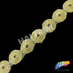 3/4" Round Metallic Embroidered Trim, EMB-063